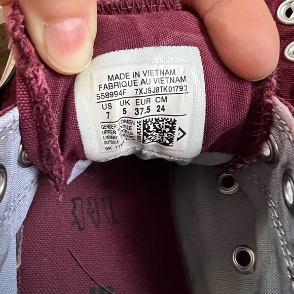 Converse Chuck Taylor All Star Low Tops, Burgundy, Women’s Size 7 - Picture 6 of 8